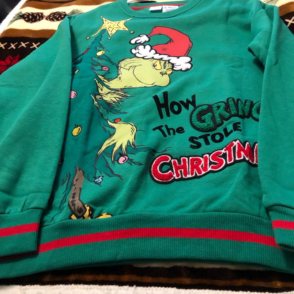 NWT How The Grinch Stole Christmas Holiday Sweatshirt 10/12 (Kids) - Picture 2 of 5